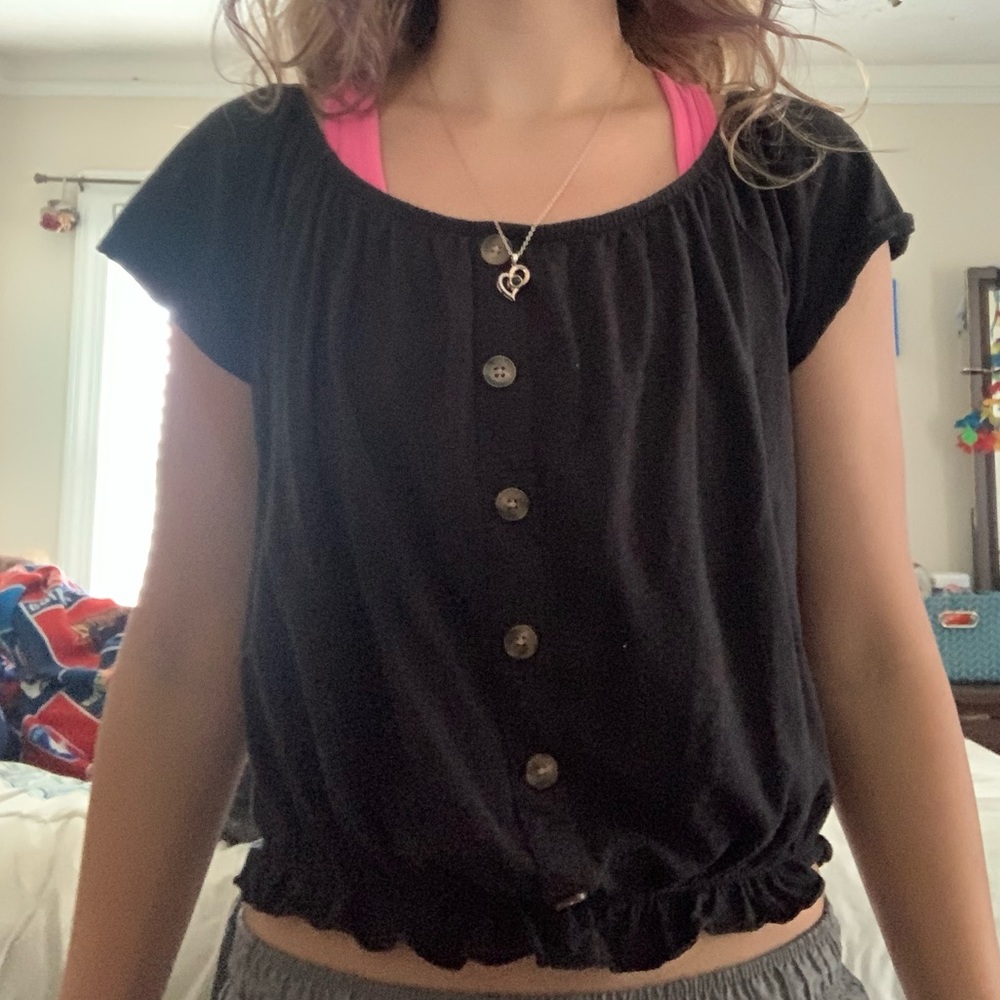 Black dress shirt.